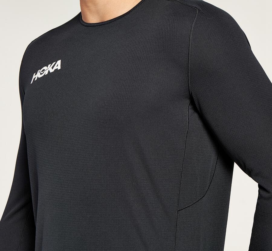 Hoka One One Top Herre - Performance 3/4 Sleeve - Sort - 812946GYR